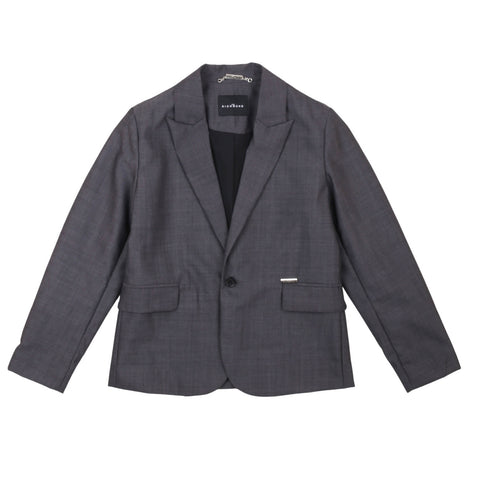 Giacca bambino John Richmond grigio scuro, blazer con revers e tasche frontali
