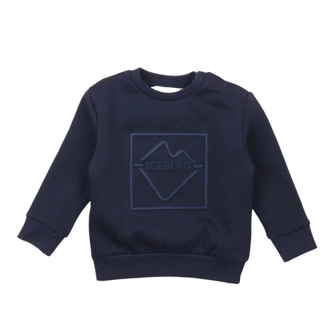 Iceberg Felpa Girocollo Oversize Neonato e Bambino Blu in Misto Cotone con Logo