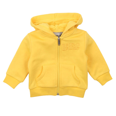 Felpa aperta con cappuccio gialla con zip e logo ICEBERG sul petto