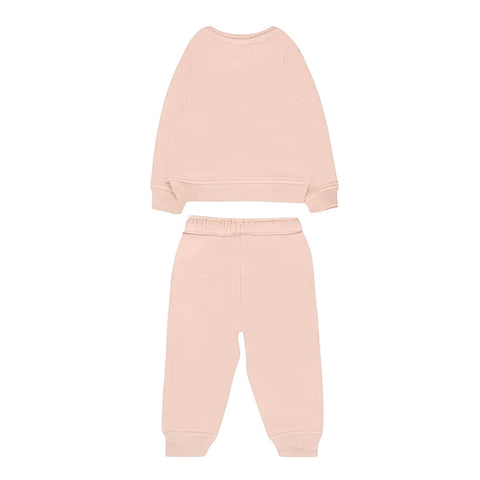 Completo felpa e pantaloni neonata rosa cipria, retro felpa liscia e pantaloni con coulisse